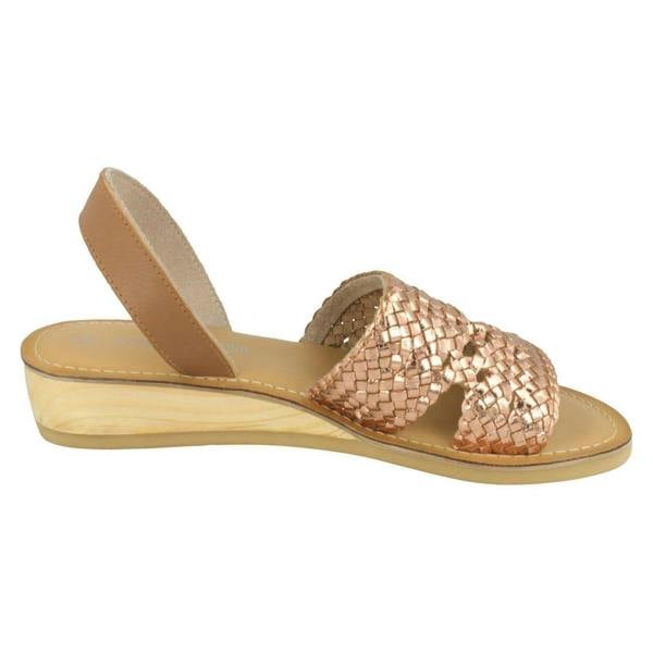 Leather Collection Ladies Leather Collection Low Wedge Weave Slingback Mules