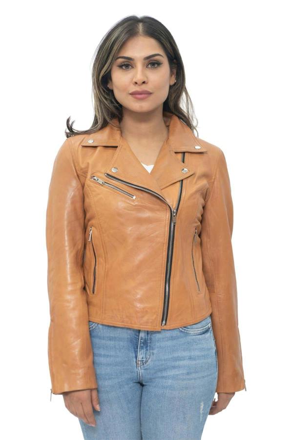 Infinity Leather Womens Leather Classic Biker Brando Jacket-Baku