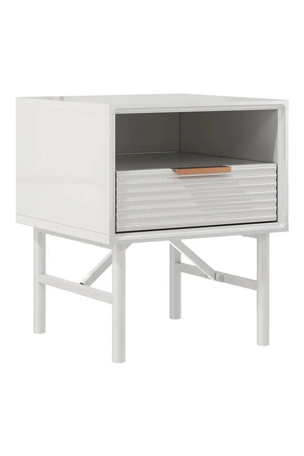 White Striped Wooden Nightstand Living and Home 