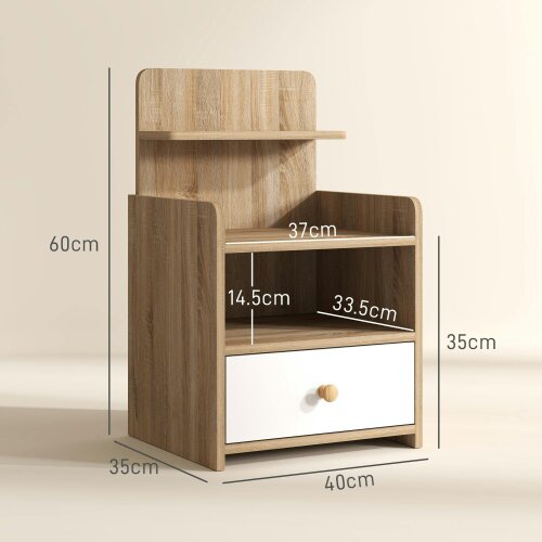 Wyld Haus Tahadi White And Wood Effect Multi Storage Bedside Table