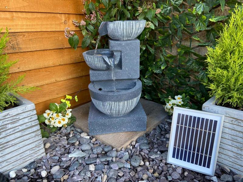 Tranquillity Water Features 3 Bowl Pour Contemporary Solar Water Feature