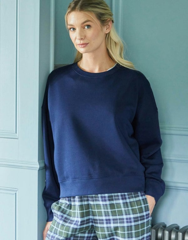 British Boxers Women's Lounge Organic Cotton Sweatshirt - French Navy