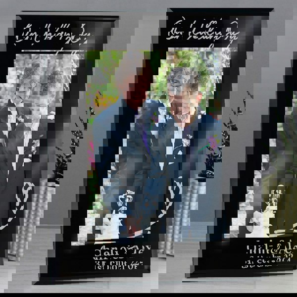 Personalised Memento Company Personalised Heart Black Glass 7x5 Photo Frame