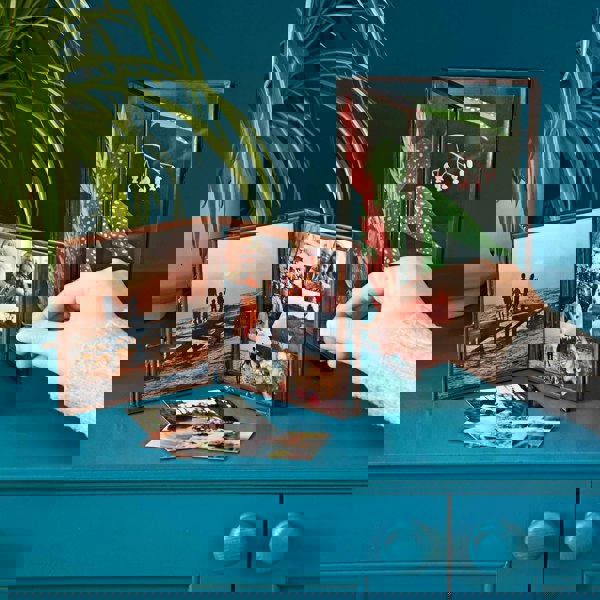 Paper High Antique Brass Recycled Glass Folded Double Photo Frame