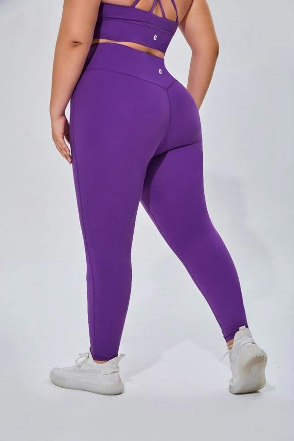 Anniou Plus Size High Waist Yoga Leggings - Atomic purple
