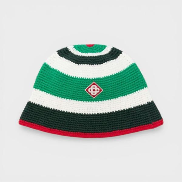 Casablanca Cotton Crochet Hat Green White