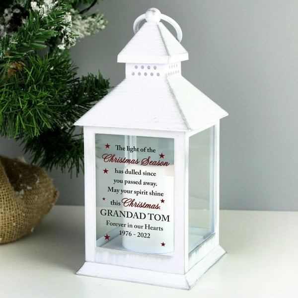 Personalised Memento Company Personalised Christmas Season Memorial White Lantern