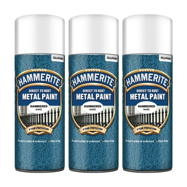 Hammerite 3X Hammerite Hammered White Spray Paint 400ml