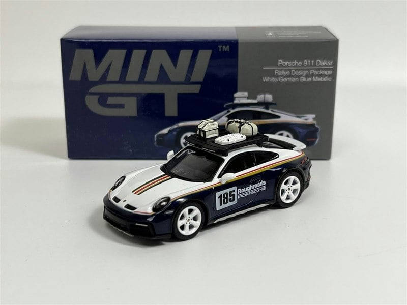 Mini GT Porsche 911 Dakar Rallye Design Package White Gentian Blue Metallic LHD 1:64 Mini GT MGT00805L