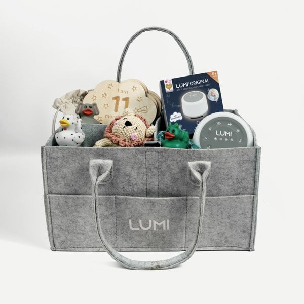 LUMI Ultimate Baby Gifting Bundle (White Noise Machine, Milestone Cards, Nappy Caddy & More)