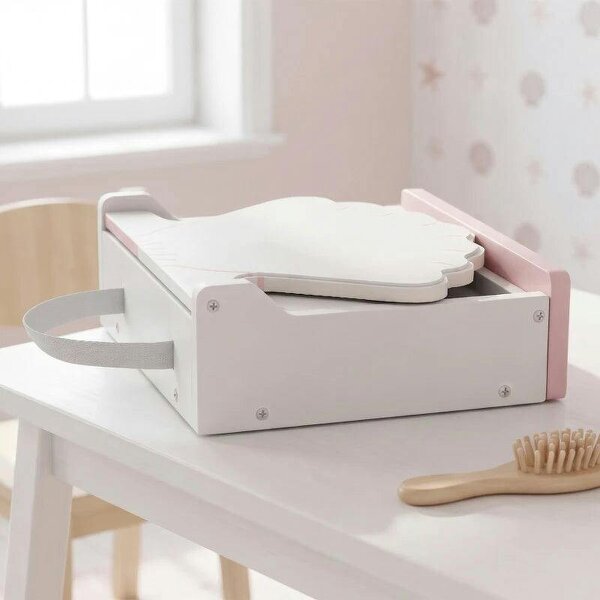 Kids Dressing Table, Portable Vanity Table with Lights, Mirror, Drawer, Accessories, Gift for 3-6 Years