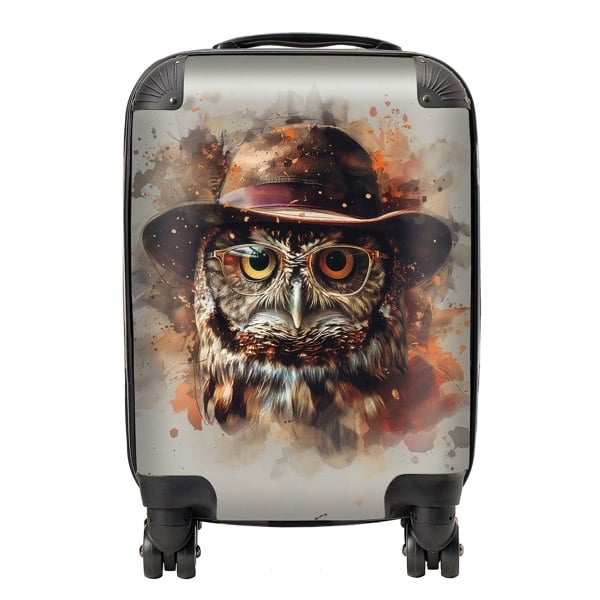 Warren Reed Owl With Hat And Glasses Suitcase