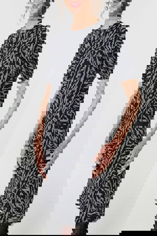 Grey | Animal Print Knee Length Shift Dress
