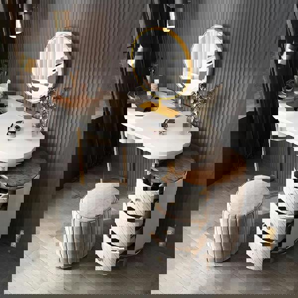 Weilai Concept Tandy Dressing Table With LED Mirror, White,  Makeup Vanity