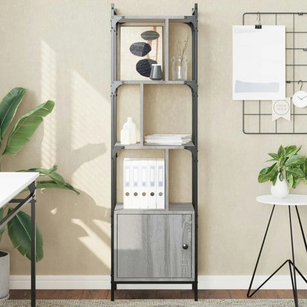 Berkfield Bookcase with Door Grey Sonoma 44.5x30x154.5 cm Engineered Wood