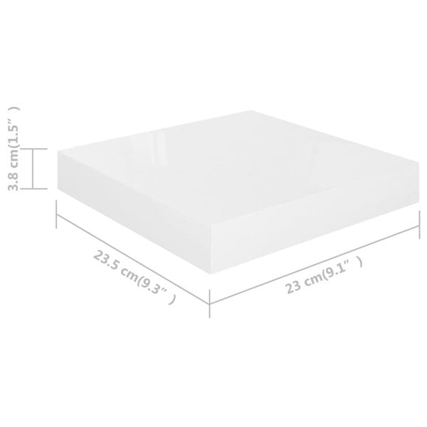 Berkfield Floating Wall Shelf High Gloss White 23x23.5x3.8 cm MDF