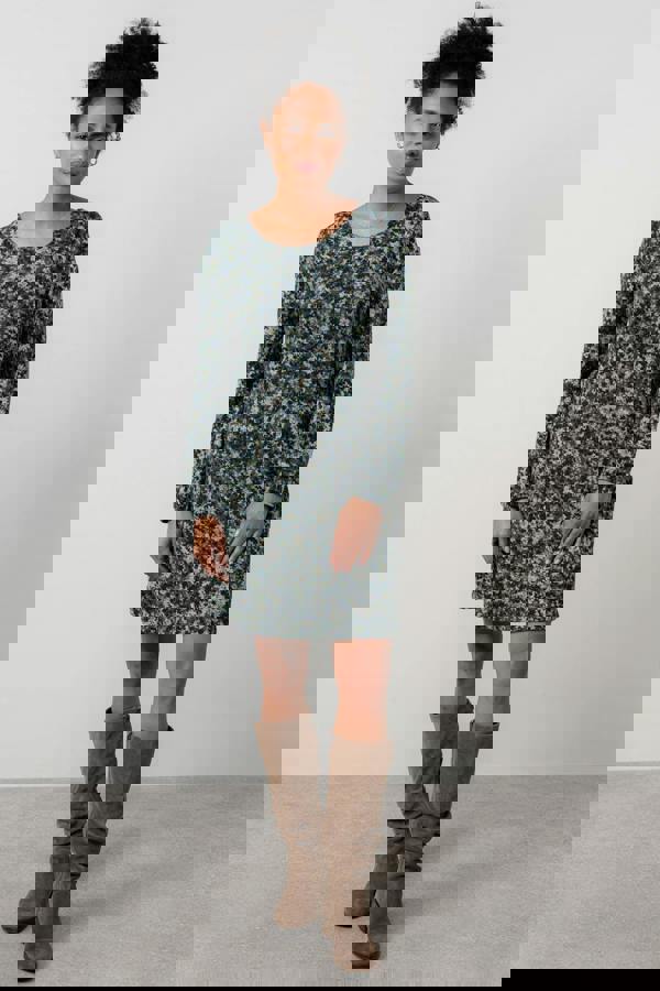 Lily & Me Spruce Floral Print Swing Dress Green