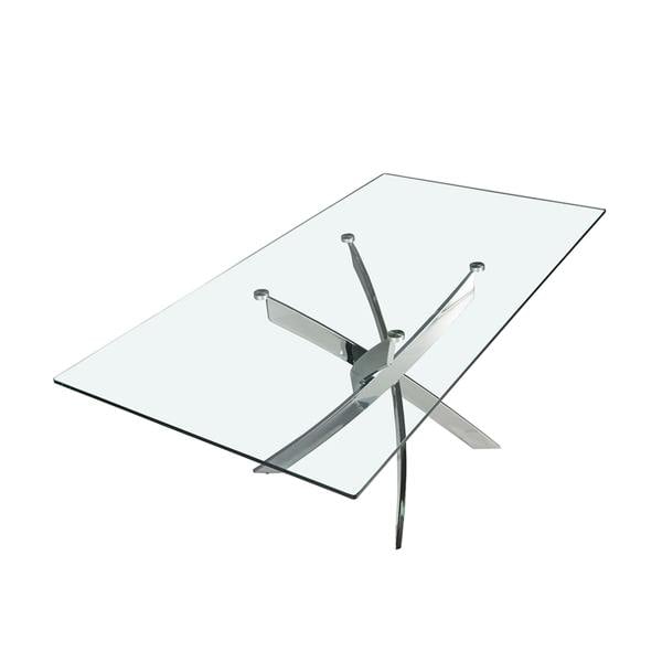 Angel Cerdá Rectangular tempered glass and chrome-plated steel dining table 1061