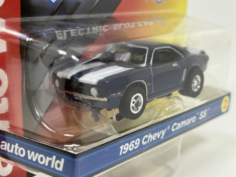 Auto World Slot Cars 1969 Chevy Camaro SS Blue HO Scale Slot Car X Traction Auto World SC373-2