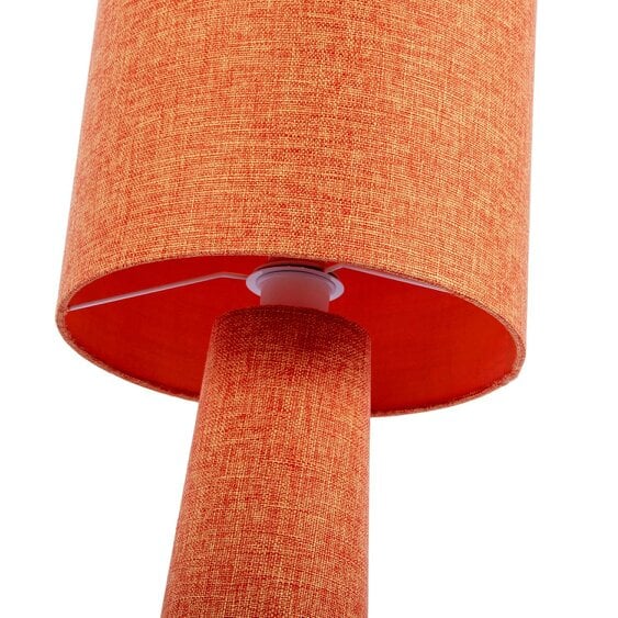 Happy Homewares Modern Dusty Orange Linen Fabric Floor Lamp with Drum Shade and Base