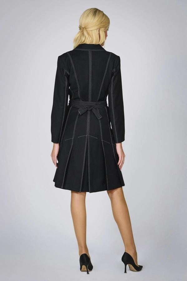 Rumour London Annabel virgin wool dress with pleated back and contrasting stitching