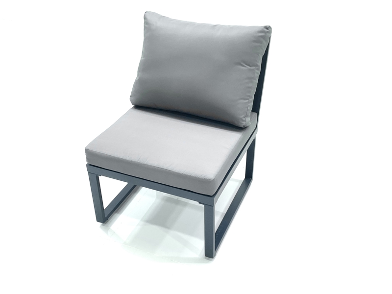 Fimous 9 Seater Aluminum Outdoor Garden Furniture Set with Corner Sofa, 2 Arm Chairs, Adjustable Rising Dining Table - Dark Grey
