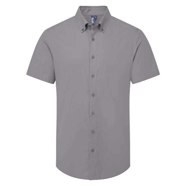 Premier Mens Supreme Oxford Short-Sleeved Formal Shirt - Steel