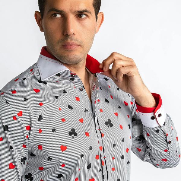 CARD SYMBOLS PRINT SHIRT – Premium Men's Patterned Shirt by Claudio Lugli | Bold Design, Tailored Fit, Best Printed Shirts