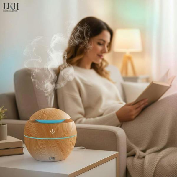 LKH HOME COLLECTION LKH Essential Oil Diffuser & Humidifier 130ML - Aromatherapy Diffuser with 5 Oils - USB Powered LED Mood Light  for Home