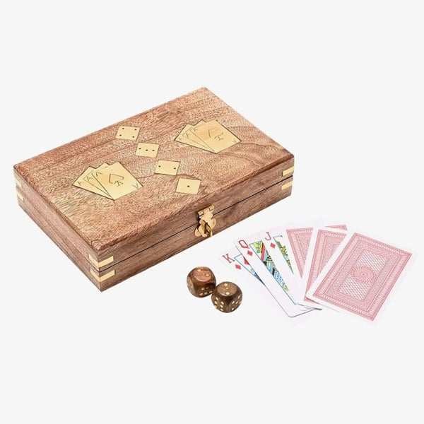 T. H. Baker Harvey Makin Cards & Dice Wooden Games Gift Set HM1992