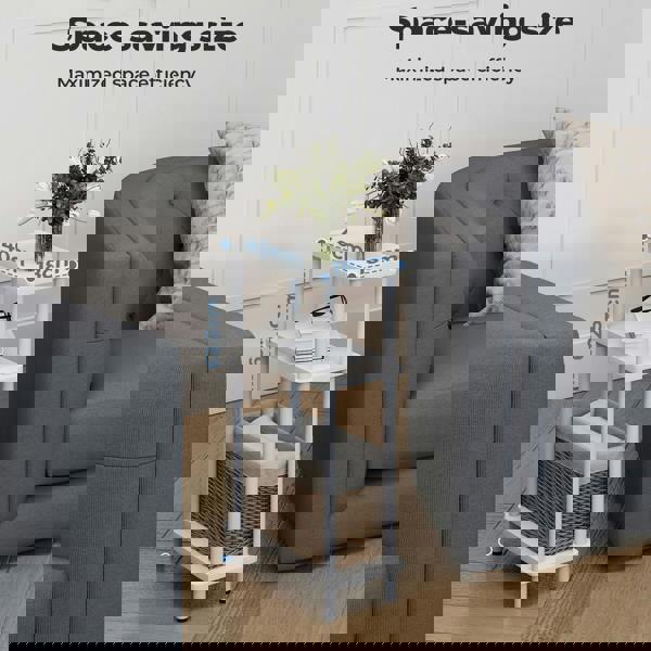 Levede Slim Side Table 3 Tier Narrow Sofa End Table Bedside Storage Stand White