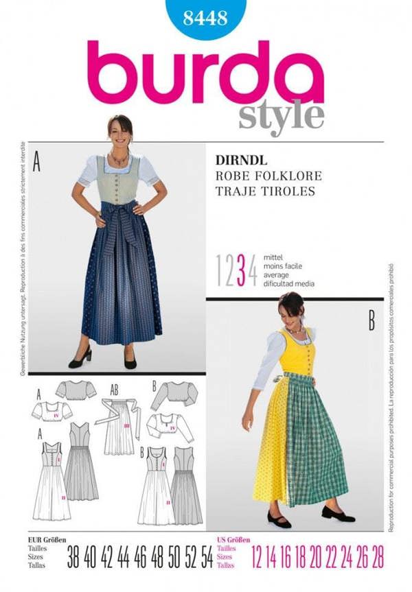 Burda Sewing Pattern 8448 Aprons, Dresses and Tops For Women, Sizes: 12-28 - Intermediate
