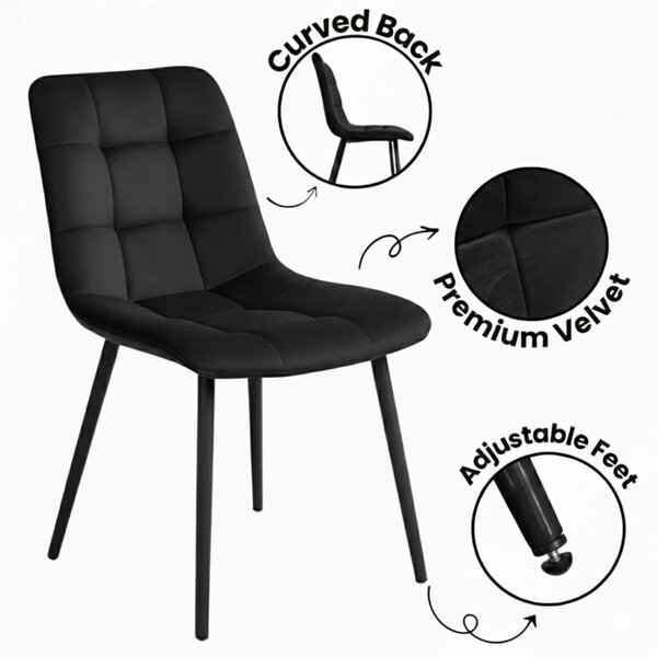 Kosy Koala Dining Table Set With 2 Black Velvet Chairs And 2 Grey Velvet Benches Dining Room Furniture