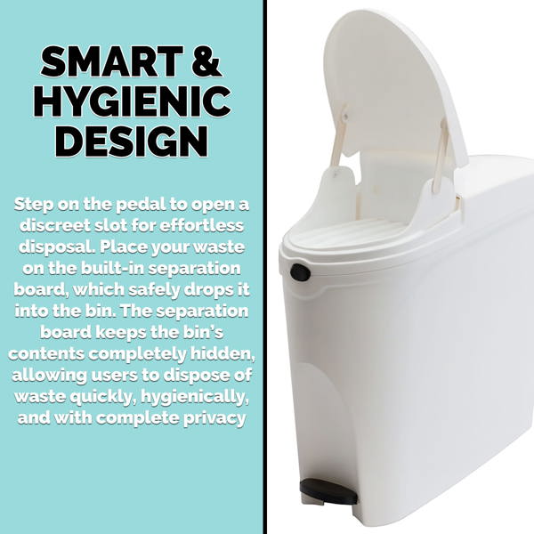 ProWashroom Sanitary Bin 20L x3 White - Slimline Washrooms Toilets Hygienic Disposal Pedal Bins