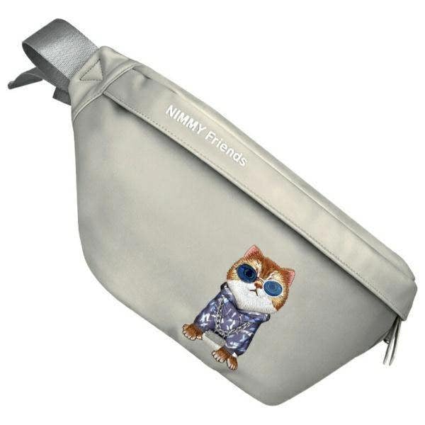 Nimmy Friends Glasses Cool Cat Shoulder Crossbody Bag Grey - N-YJ-XB-05