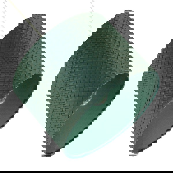 Dark Forest Green Faux-Leather Woven Drum Lampshade with Cotton Lining Image 3