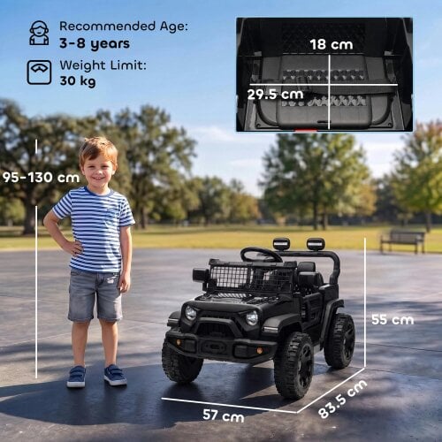 AIYAPLAY 12V Electric Car for Kids with Remote Control, Dual Motors, Black