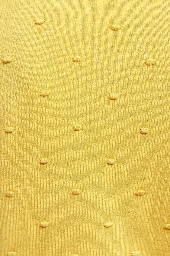 Louche Josephina Raindrops Textured Short Sleeve Collared Sweater Mustard