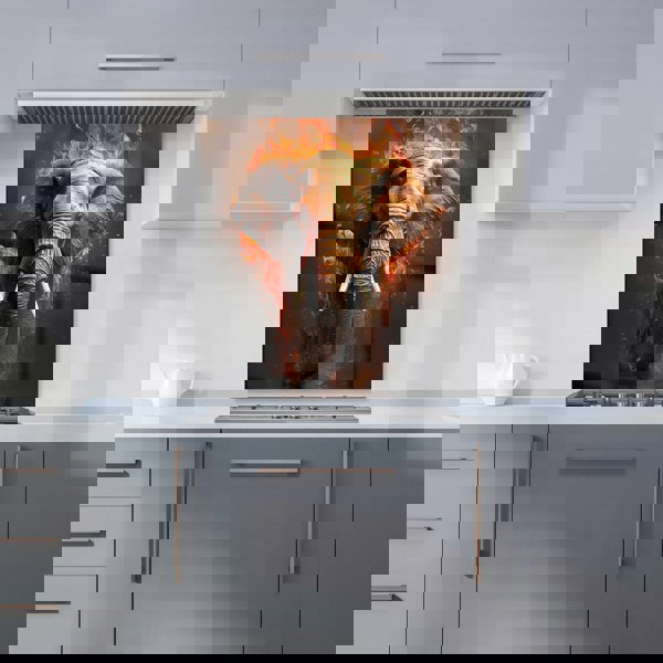 Warren Reed - Designer Splashart Elephant and fire Kitchen Splashback