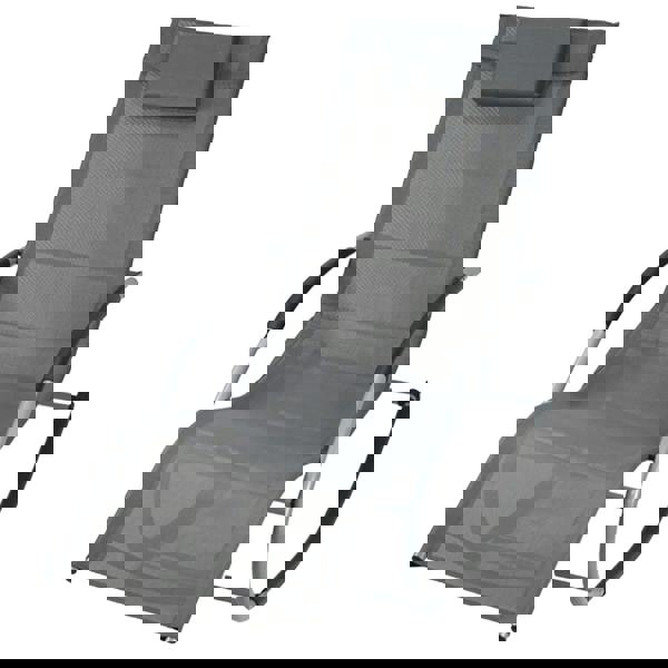 Gr8 Garden Grey Sun Lounger Garden Rocking Chair Recliner Patio Seat with Pillow Headrest