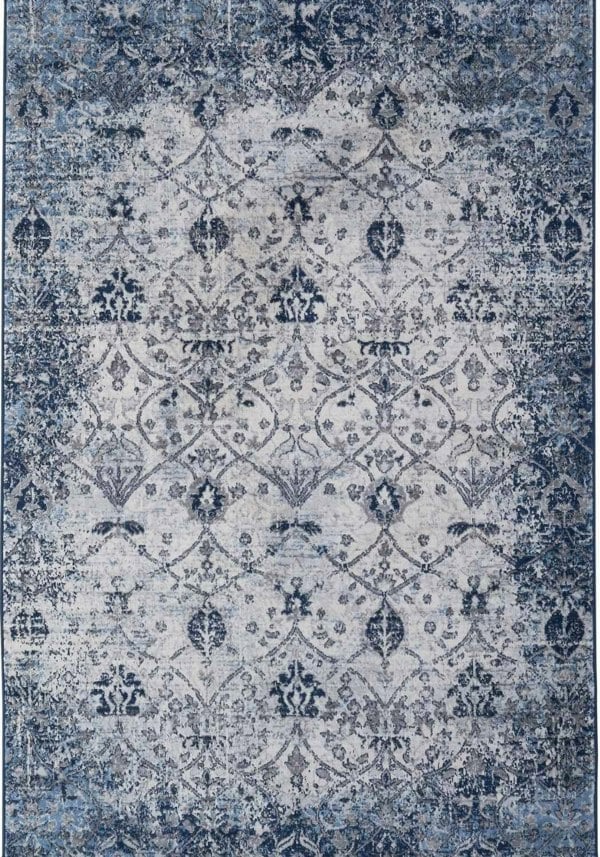 Living Room Rug Vintage Design in Blue Exclusive Elegant Pattern