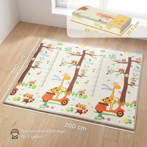 AIYAPLAY Foldable Reversible Baby Play Mat 200 x 180 cm, Tree & Forest