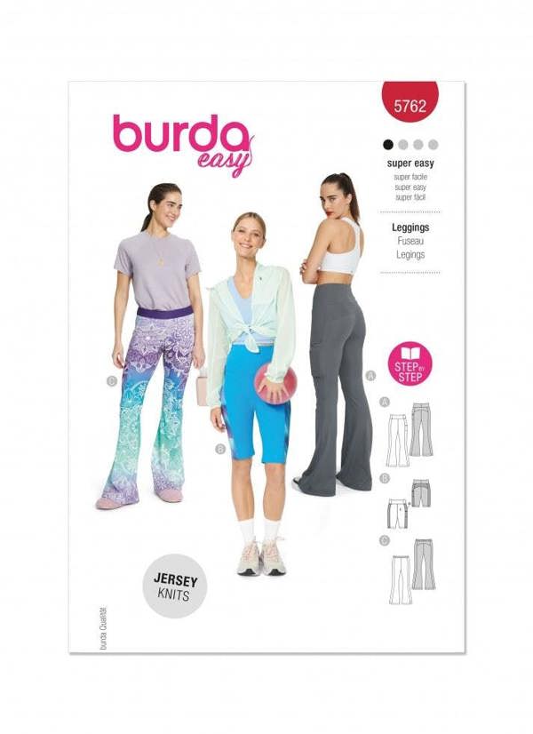 Burda Sewing Pattern 5762 Leggings and Sportswear For Women, 8-22 (34-48) - Easy