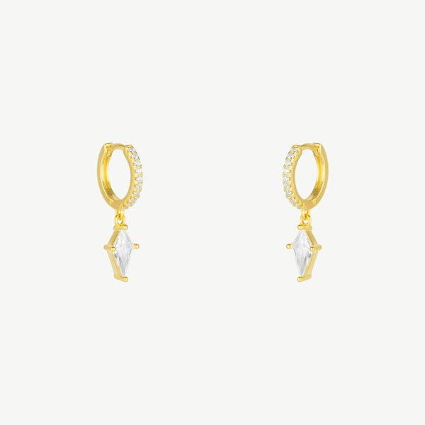 Spero London Sterling Silver Triangle Pave Spike Hoop Earrings
