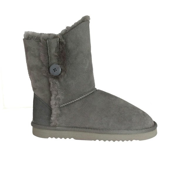 Eastern Counties Leather Women's Lacey Sheepskin Button Boots - Grey