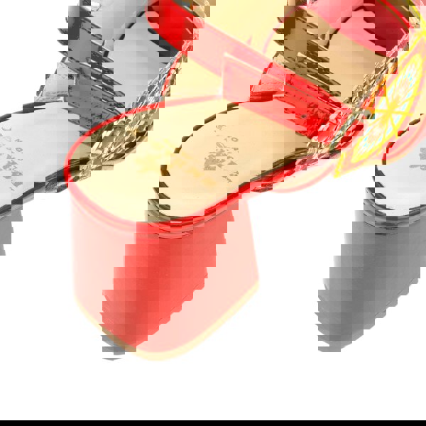 Embassy London Vibe - Red Multi - Women's leather red heel sandal with open-toe & ankle strap