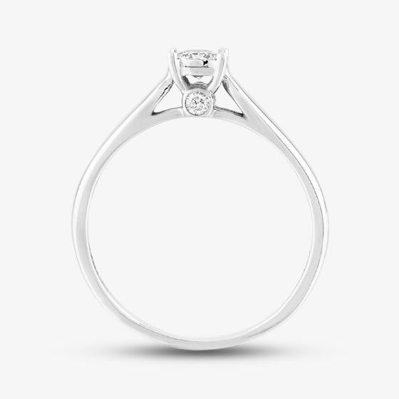 T. H. Baker 9ct White Gold 0.25ct Diamond Bridge Accent Solitaire Ring TH011886R