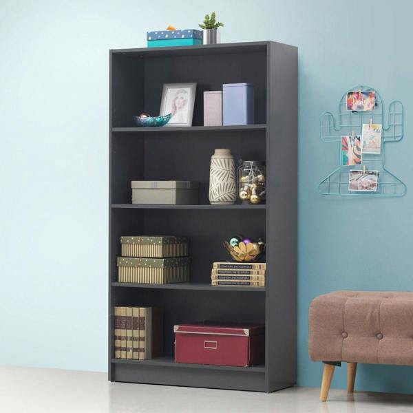 Timber Art Design 4 Tier Bookcase Tall Display Shelving Storage Unit Wood Furniture