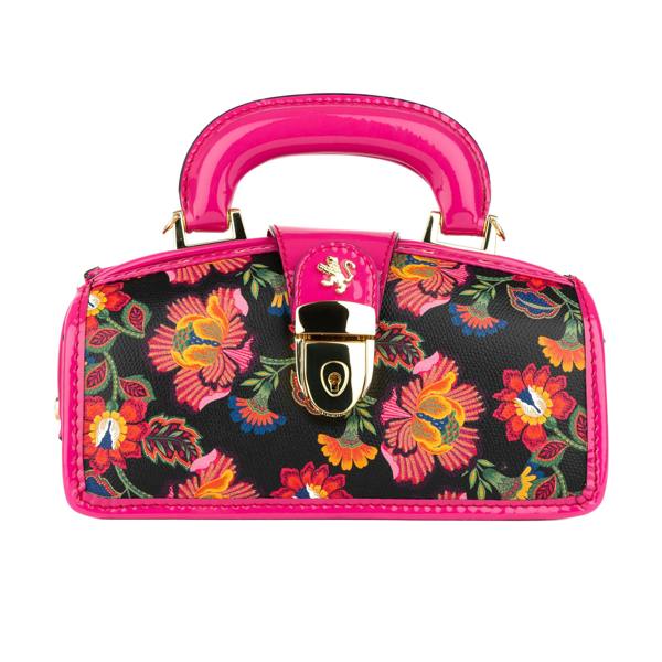 Embassy London Gazelle Mini - Red Flowers - Women’s mini patent leather top handle & crossbody bag