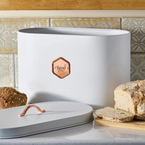 Cooks Professional Bread Bin | White / Copper